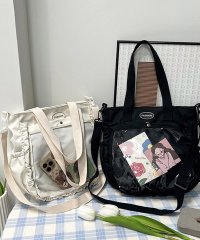 shopnikoniko/ショップニコニコ ShopNikoNiko クリアポケット付き フリルトートバッグ 韓国バッグ 旅行 オタ活 推し活グッズ ライブ参戦 カバン かばん ショルダ/507914234