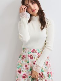 QUEENS COURT/クイーンズコート QUEENS COURT レースキリカエリブニットトップス≪手洗い可能≫/507915759