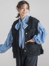Droite Lautreamont/ドロワット ロートレアモン Droite lautreamont チュールMIXツイードジレ≪手洗い可能≫/507916927