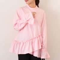 REAL STYLE/リアルスタイル REAL STYLE ブラウス レディース 長袖 白 オフィス フリル シャツ 大きいサイズ ロング 立ち襟 トップス 春 夏 秋 冬 薄手 き/507917082
