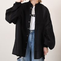 REAL STYLE/リアルスタイル REAL STYLE シアーシャツ シアーブラウス 透けブラウス シアートップス かわいい ポワン袖 襟 レディース 長袖 ロング スタンドカラ/507917083