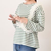 REAL STYLE/リアルスタイル REAL STYLE カットソー レディース 長袖 薄手 春 夏 秋 Tシャツ ボーダー柄 綿混 丸首 ラウンドネック トップス かわいい おし/507917262