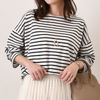 REAL STYLE/リアルスタイル REAL STYLE カットソー レディース 長袖 薄手 春 夏 秋 Tシャツ ボーダー柄 綿混 丸首 ラウンドネック トップス かわいい おし/507917262