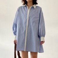 REAL STYLE/リアルスタイル REAL STYLE シャツワンピース レディース 長袖 ストライプ 春 夏 秋 冬 薄手 ミニ丈 無地 体型カバー きれいめ カジュアル おし/507917557