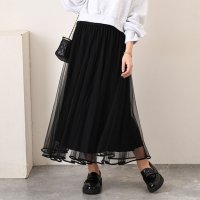 REAL STYLE/リアルスタイル REAL STYLE スカート プリーツ チュール ロング レディース ボトムス きれいめ 春 夏 秋 冬 上品 シアー 透け感 オフィス 可愛/507917584