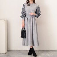 REAL STYLE/リアルスタイル REAL STYLE ワンピース レディース 秋 冬 春 長袖 ロング マキシ きれいめ チェック ウエストマーク フレア フレア Aライン 大/507917588