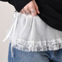 REAL STYLE/リアルスタイル REAL STYLE 付け裾 プリーツ レイヤード レース 重ね着 レディース フリル チュール つけ裾 透け フレア ウエストゴム バレエコア/507917604