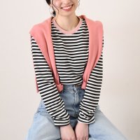 REAL STYLE/リアルスタイル REAL STYLE カットソー レディース 長袖 薄手 春 夏 秋 Tシャツ ボーダー柄 綿混 丸首 ラウンドネック トップス かわいい おし/507917606
