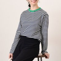 REAL STYLE/リアルスタイル REAL STYLE カットソー レディース 長袖 薄手 春 夏 秋 Tシャツ ボーダー柄 綿混 丸首 ラウンドネック トップス かわいい おし/507917606