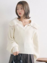 RETRO GIRL/レトロガール RETRO GIRL スカシ柄スキッパーニット/507917623