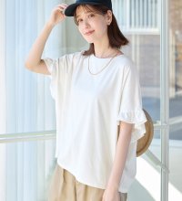 Viola e Viola/ヴィオラ エ ヴィオラ Viola e Viola サラリ綿混フリル袖Tシャツ/507918106