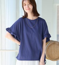 Viola e Viola/ヴィオラ エ ヴィオラ Viola e Viola サラリ綿混フリル袖Tシャツ/507918106