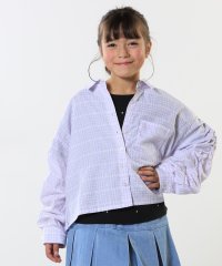 SHOO・LA・RUE(Kids) /【洗える/100－150cm】お袖リボンがアクセント クロップド丈 チェックシャツ/507918170