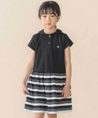 BeBe Petits Pois Vert/【お揃い】天竺＋マルチボーダー半袖ワンピース(95~150cm)/507896762