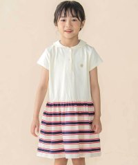 BeBe Petits Pois Vert/【お揃い】天竺＋マルチボーダー半袖ワンピース(95~150cm)/507896762