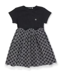 BeBe Petits Pois Vert/シアーチェックチュール切り替え半袖ワンピース(95~150cm)/507896763