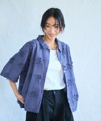 coen/3Dフラワー刺繍 ハーフスリーブシャツ/507912504