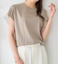 Alotta/アロッタ Alotta 1枚でこなれ感！袖チュールデザイン綿混Tシャツ/507918098