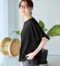 Viola e Viola/ヴィオラ エ ヴィオラ Viola e Viola サラリ綿混フリル袖Tシャツ/507918106