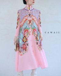 CAWAII/カワイイ CAWAII 鮮やかなオリエンタル柄が弾むアコーディオンプリーツロングカーディガン/507921861