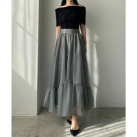 Louere/ルエレ Louere Louere 裾切替フリルチュールティアードスカート【一部ペチスカートセット】/507922030