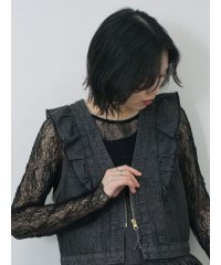 Samansa Mos2 blue/サマンサモスモス ブルー Samansa Mos2 blue 【ECO DENIM】ショルダーフリルベスト/507922612