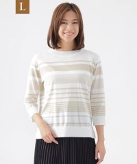 TRANS WORK(L)/【L】【ウォッシャブル】コンフォートストレッチランダムボーダーニット/507920764