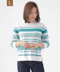 TRANS WORK(L)/【L】【ウォッシャブル】コンフォートストレッチランダムボーダーニット/507920764
