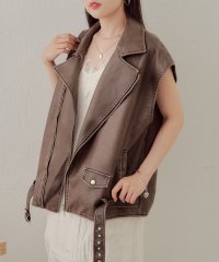 PAL OUTLET/【Chico】フェイクレザーライダースショートベスト/507926038