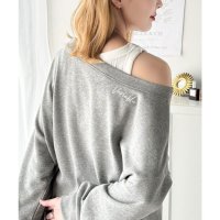 Classical Elf/クラシカルエルフ Classical Elf 大人可愛いゆるスタイル。前後2WAYヴィンテージ加工スウェットオフショルワンポイントトップス/507926800
