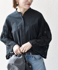 SHIPS any WOMEN/SHIPS any:〈手洗い可能〉パッチワーク レース スリーブ バンドカラー シャツ/507927402