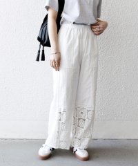SHIPS any WOMEN/SHIPS any:〈手洗い可能〉パッチワーク レース セミワイド イージー パンツ/507927403