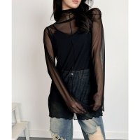 VIVIDLADY/ビビッドレディ VIVIDLADY シアートップス メローハイネックシアー シースルー グレー/507927597