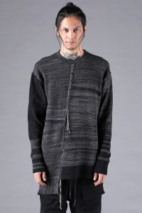 D.HYGEN/ディーハイゲン D.HYGEN Cotton Cashmere Unbalanced Striped Knit Pullover/507929231