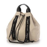 UNGRID bag/アングリッド Ungrid 撥水.防水.軽量ソフトナイロン ロゴテープ 牛革ハンドル 2WAY 巾着トートバッグ/506970638