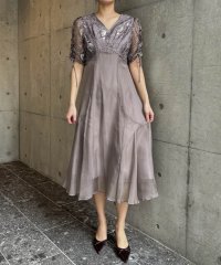 aity/アイティ aity Vネックリーフレースオーガンジードレス 結婚式 二次会 成人式 同窓会 パーティードレス オケージョンドレス お呼ばれワンピース/507932663