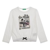 UNITED COLORS OF BENETTON/ユナイテッド カラーズ オブ ベネトン UNITED COLORS OF BENETTON. キッズパンダプリントリボン付きコットン長袖Tシャツ・カットソーG/507933098