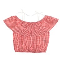 UNITED COLORS OF BENETTON/ユナイテッド カラーズ オブ ベネトン UNITED COLORS OF BENETTON. キッズチェックオフショルダーフリルクロップドブラウスG/507933143