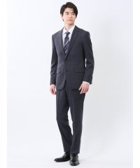 TAKA-Q/タカキュー TAKA－Q Woolen Tec On スリムフィット 2ボタン2ピーススーツ チェック紺/507933970
