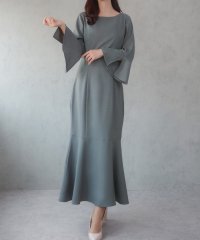 CENEA/セネア CENEA CENEA ボートネックフレアスリーブマーメイドワンピース/507934511