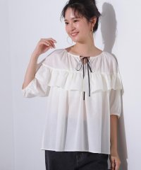 N Natural Beauty Basic/ラッフルバイカラーリボンブラウス/507935784