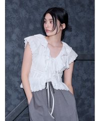 FRAY I.D/コットンエンブロイダリーフリルブラウス/507937744