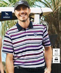 adabat/【新レーベル ADABAT NAVY】吸水速乾/接触冷感 クールタッチマルチボーダーポロシャツ/507944355