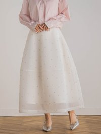 Droite Lautreamont/ドロワット ロートレアモン Droite lautreamont ダブルラッセルドット刺繍スカート≪洗濯機で洗える≫/507945082