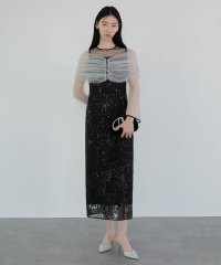 Leja/レジャ Leja チュールオフショルダー花柄Iラインドレスワンピース美脚効果結婚式 パーティードレス 成人式 20代 30代 40代/507951404