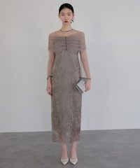 Leja/レジャ Leja チュールオフショルダー花柄Iラインドレスワンピース美脚効果結婚式 パーティードレス 成人式 20代 30代 40代/507951404
