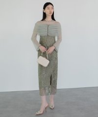 Leja/レジャ Leja チュールオフショルダー花柄Iラインドレスワンピース美脚効果結婚式 パーティードレス 成人式 20代 30代 40代/507951404