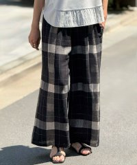 BEARDSLEY/リネンチェックウエストリブパンツ/507951502