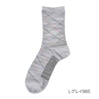 Universal/フクスケ fukuske 福助 【FUKURASHI(ふくらし)】 靴下 ダイヤ柄 クルー丈 足底メッシュ(37788W)紳士 男性 メンズ フクスケ fuku/507952061