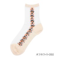 HANAE MORI/ハナエモリ HANAE MORI 福助 【ハナエモリ】 靴下 シアー サイド花柄 クルー丈 (3103－234)婦人 女性 レディース フクスケ fukuske/507952070